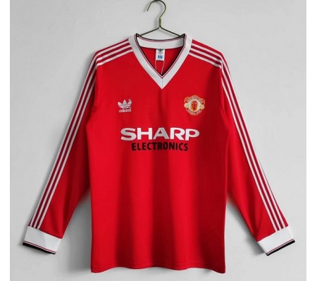 Manchester United 82/83 Home Red Long Sleeve Soccer Jersey